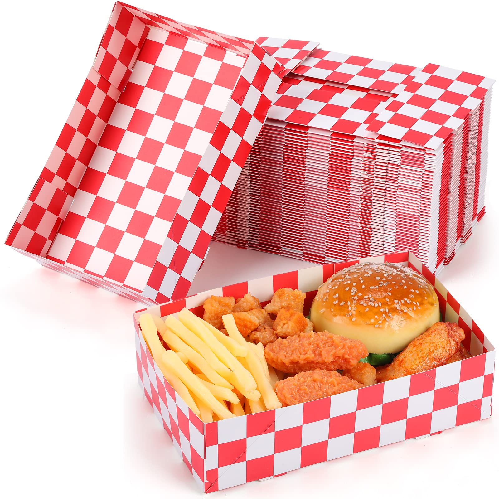 Amazon.com: Norme 50 Pcs Disposable Red Checkered Cardboard Food